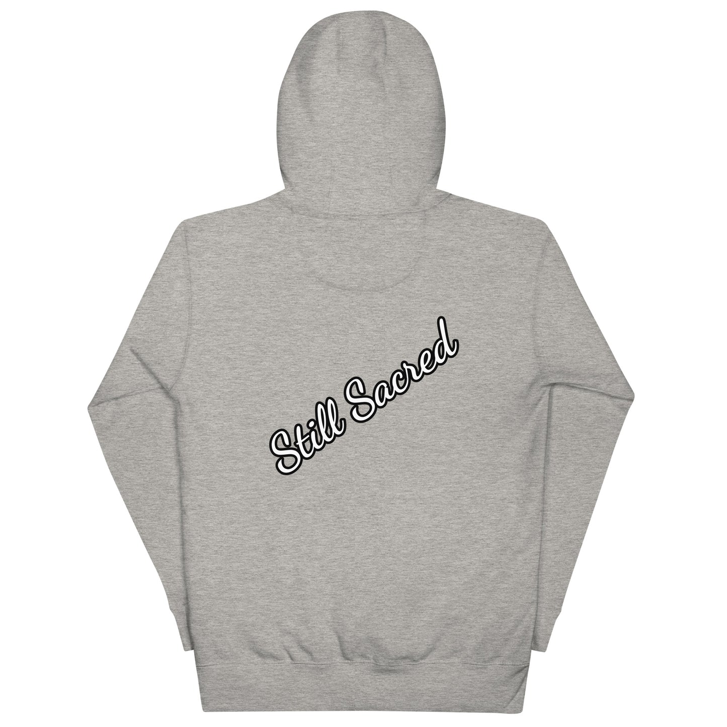 gray Still Sacred unisex premium hoodie – back view streetwear apparel