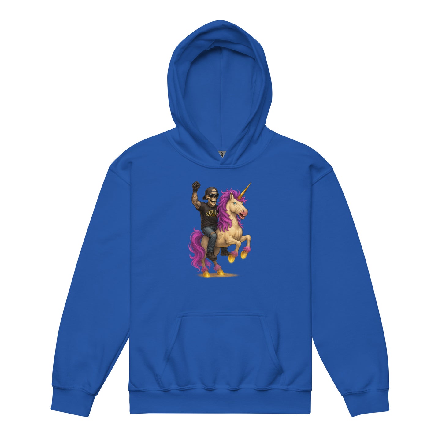 Blue Heavy blend Still Sacred Majestic Unicorn, front view