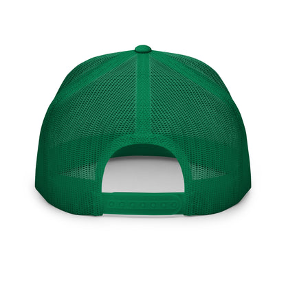 Green and white Still Sacred 5-panel trucker cap – back view streetwear accessory