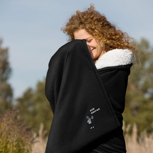 Premium Still Sacred Sherpa Blanket, Nix and Luna Front view.