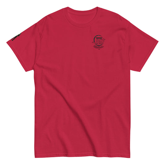 Cardinal Still Sacred unisex classic tee – SS logo on chest, Shade design on right arm, streetwear t-shirt front view