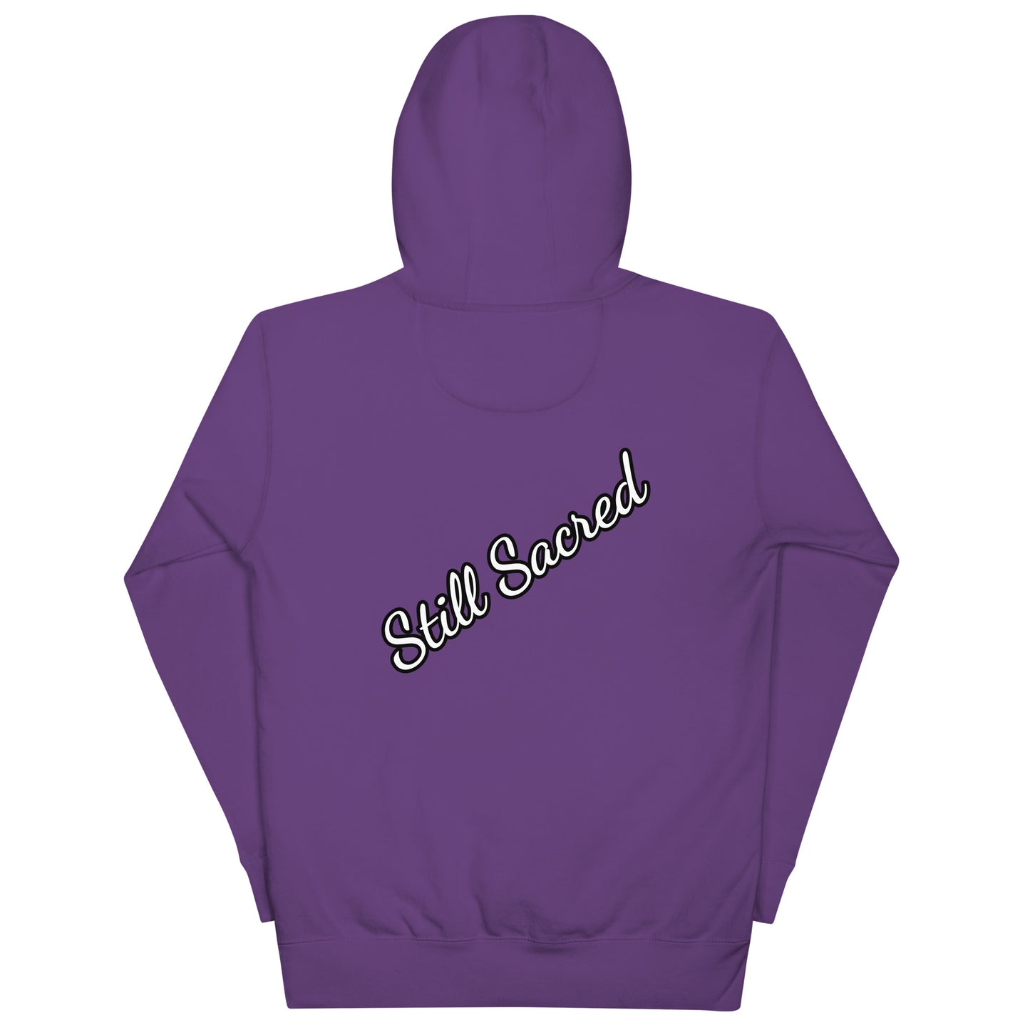 Purple Still Sacred unisex premium hoodie – back view streetwear apparel