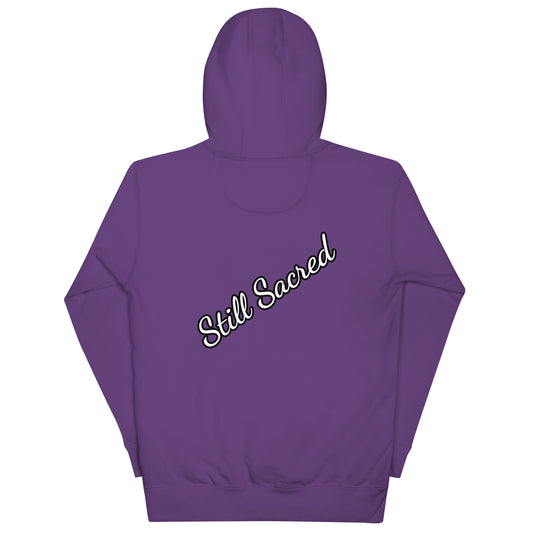 Purple Still Sacred unisex premium hoodie – back view streetwear apparel