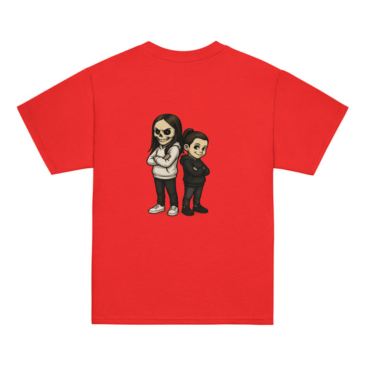 Red Still Sacred Luna nix tee shirt, back view