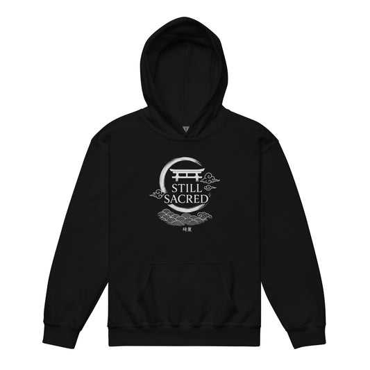 Black Still Sacred crest logo front view Youth street wear