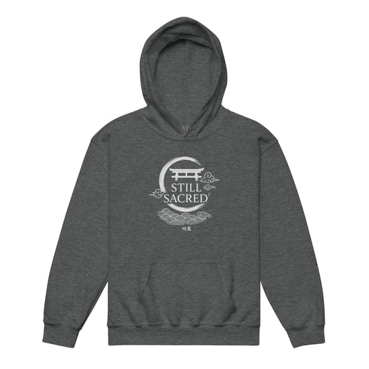 Dark heather Still Sacred crest logo front view Youth street wear